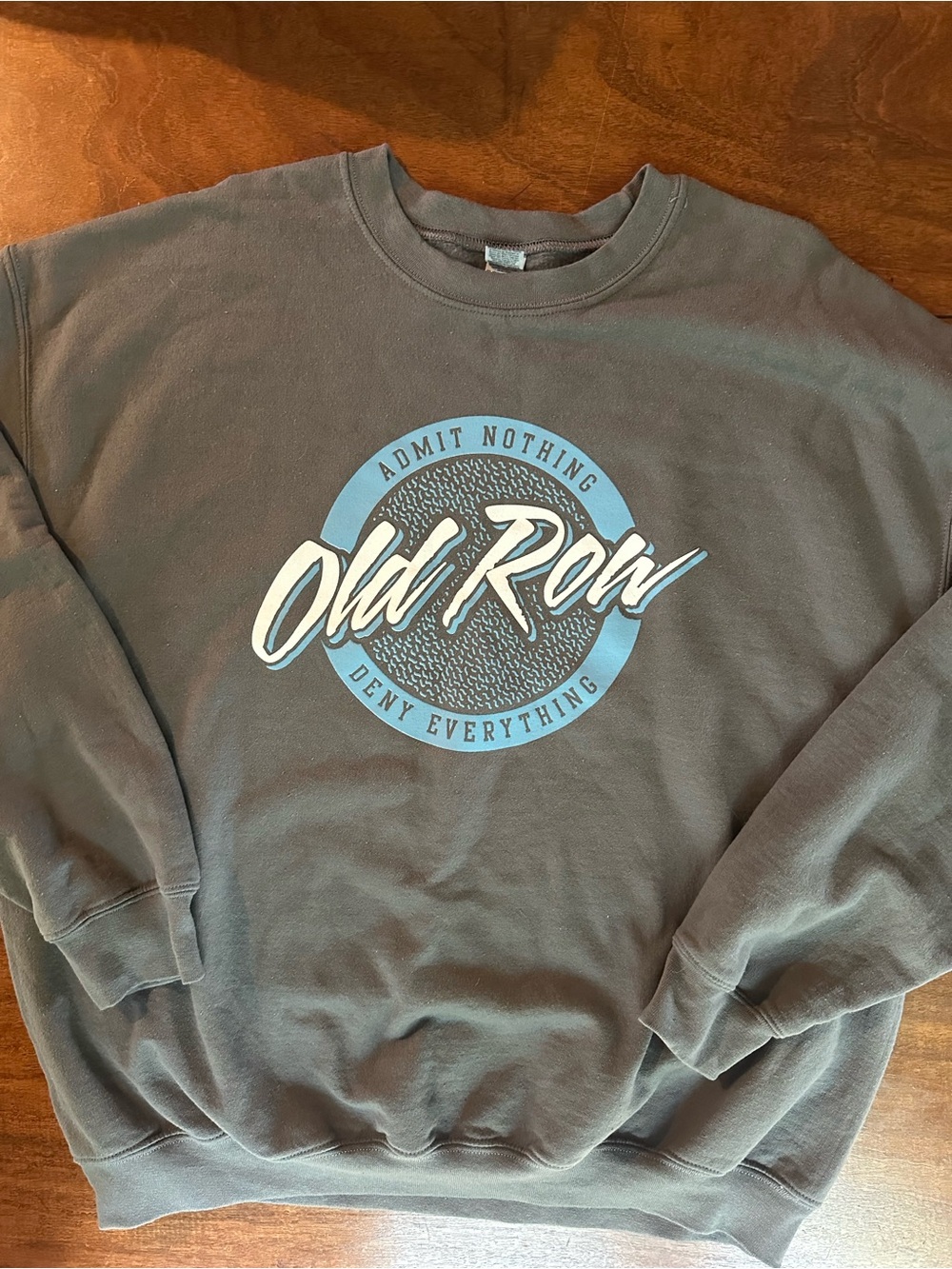 Old Row “Admit Nothing, Deny Everything” Graphic Crewneck Sweatshirt XL Gray